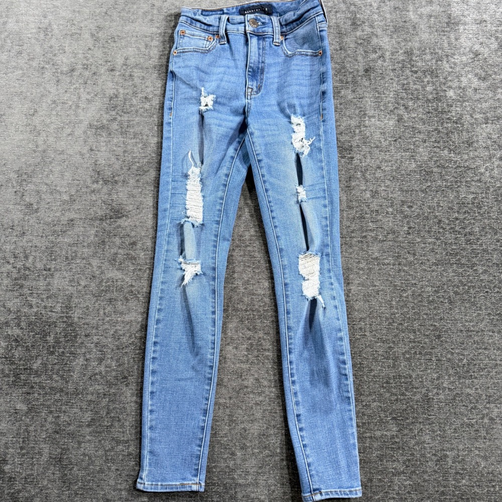 Aeropostale‎ High Rise Jegging Distressed Skinny Jeans Blue 0 Short RN154379